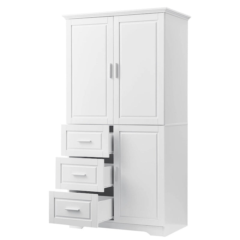Armoire de rangement avec portes et trois tiroirs, 81 cm (32 po) l. x 183 cm (72 po) H