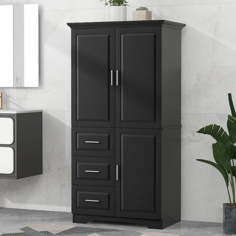 Armoire de rangement avec portes et trois tiroirs, 81 cm (32 po) l. x 183 cm (72 po) H