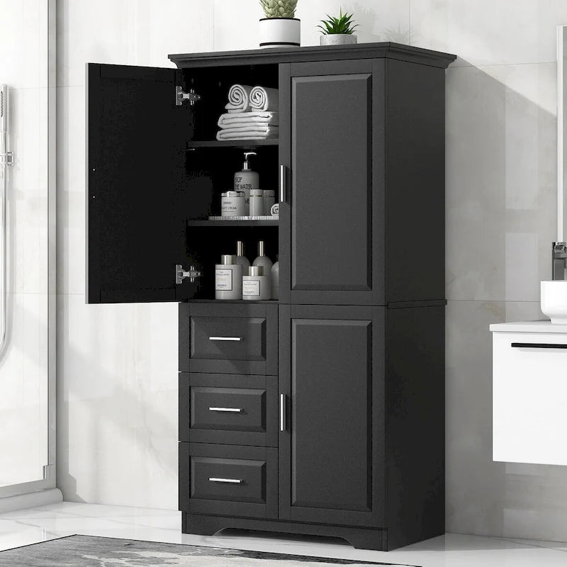 Armoire de rangement avec portes et trois tiroirs, 81 cm (32 po) l. x 183 cm (72 po) H