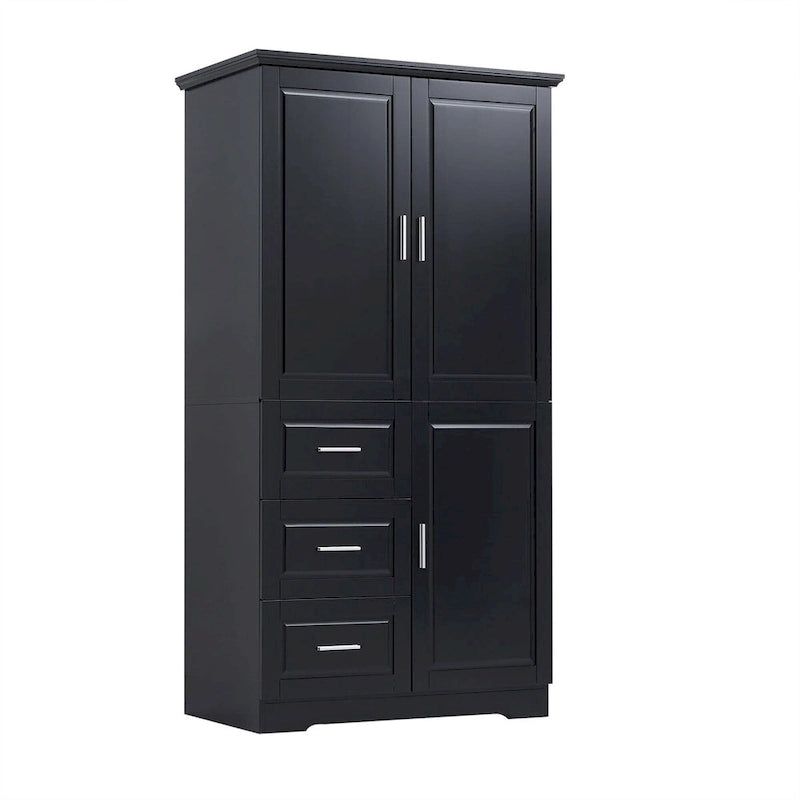 Armoire de rangement avec portes et trois tiroirs, 81 cm (32 po) l. x 183 cm (72 po) H