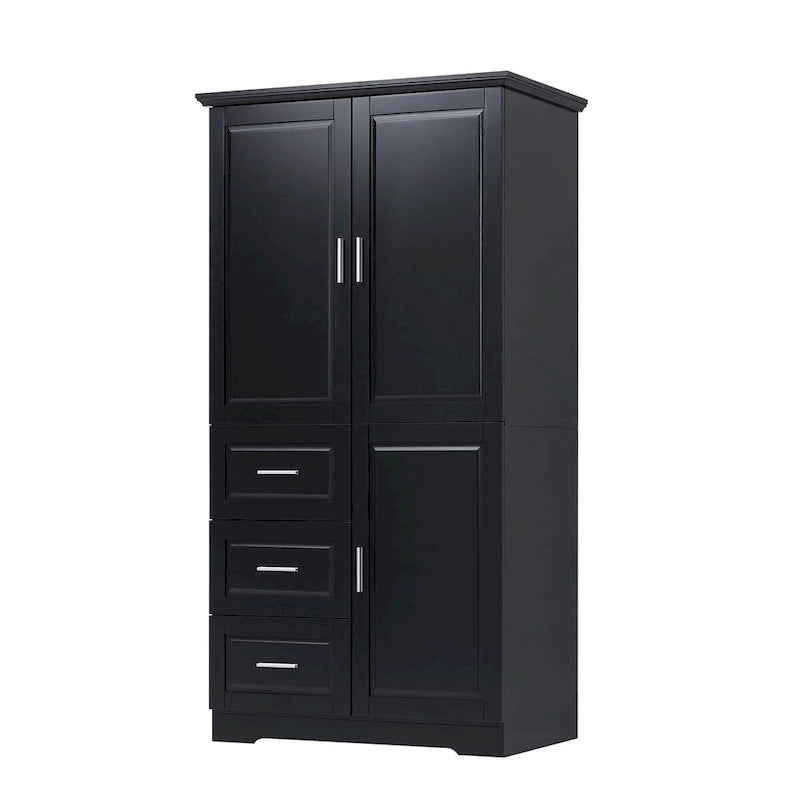 Armoire de rangement avec portes et trois tiroirs, 81 cm (32 po) l. x 183 cm (72 po) H