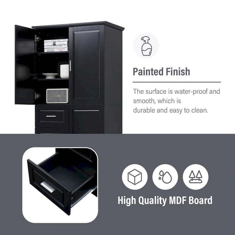 Armoire de rangement avec portes et trois tiroirs, 81 cm (32 po) l. x 183 cm (72 po) H