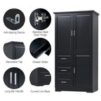 Armoire de rangement avec portes et trois tiroirs, 81 cm (32 po) l. x 183 cm (72 po) H