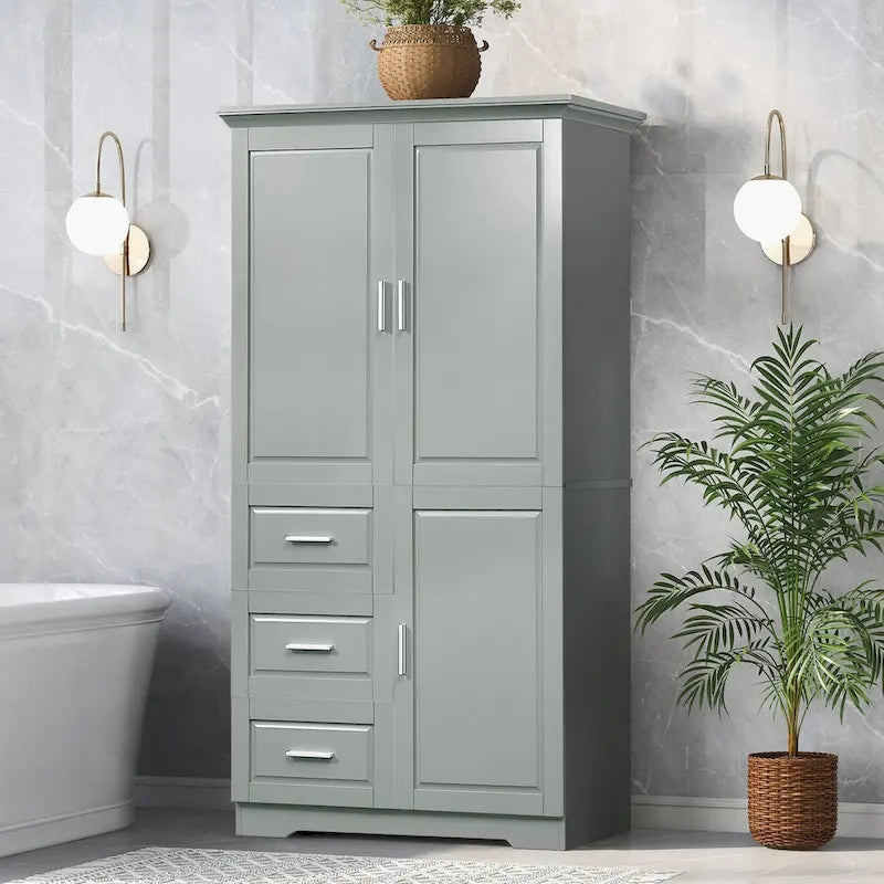 Armoire de rangement avec portes et trois tiroirs, 81 cm (32 po) l. x 183 cm (72 po) H