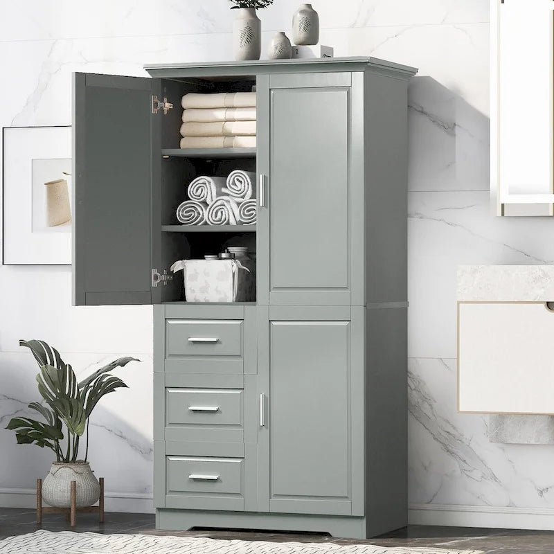 Armoire de rangement avec portes et trois tiroirs, 81 cm (32 po) l. x 183 cm (72 po) H