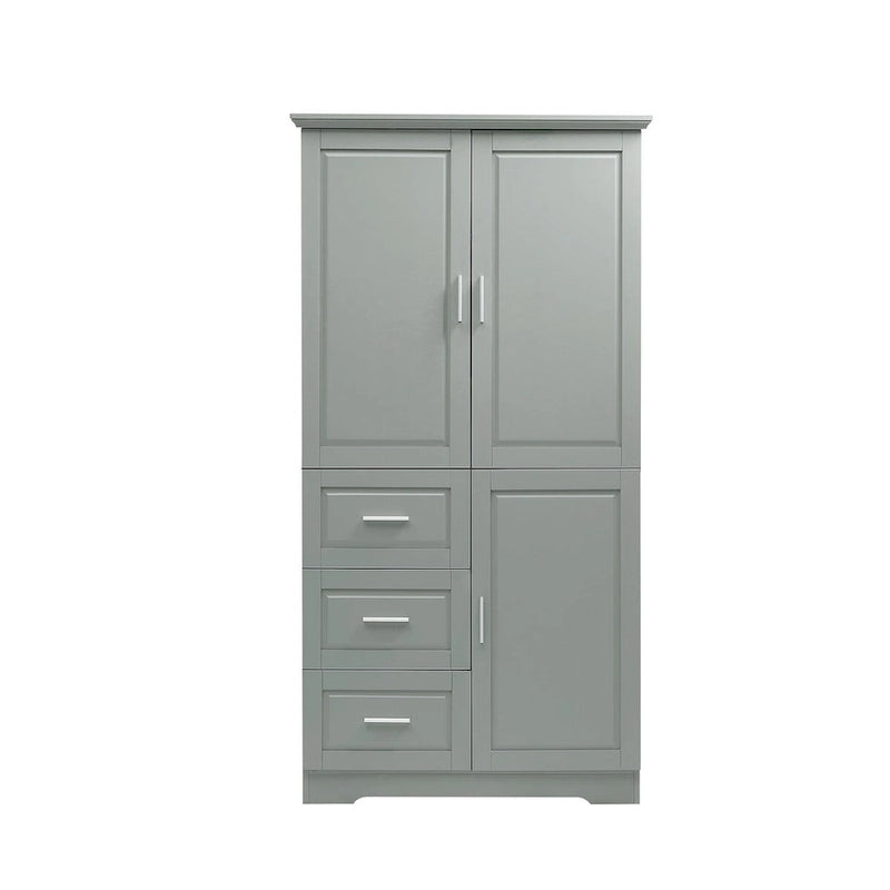 Armoire de rangement avec portes et trois tiroirs, 81 cm (32 po) l. x 183 cm (72 po) H