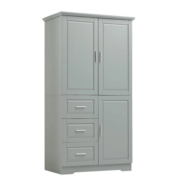 Armoire de rangement avec portes et trois tiroirs, 81 cm (32 po) l. x 183 cm (72 po) H