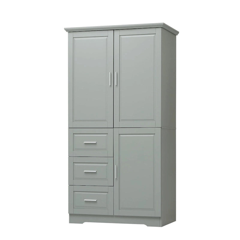 Armoire de rangement avec portes et trois tiroirs, 81 cm (32 po) l. x 183 cm (72 po) H