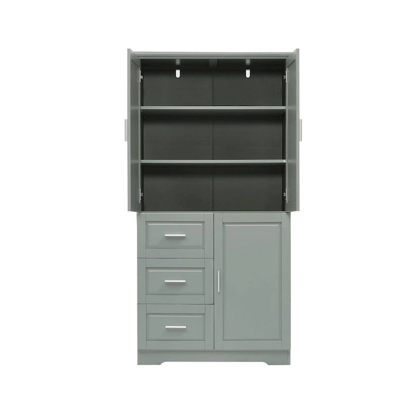 Armoire de rangement avec portes et trois tiroirs, 81 cm (32 po) l. x 183 cm (72 po) H