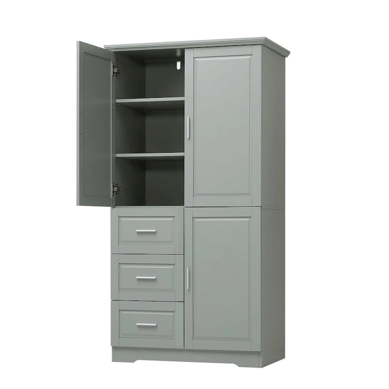 Armoire de rangement avec portes et trois tiroirs, 81 cm (32 po) l. x 183 cm (72 po) H