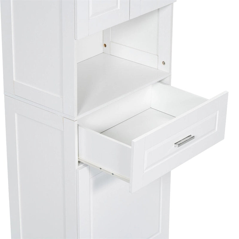 Meuble Colonne de Salle de Bain avec Panier à Linge, Grand Espace de Rangement