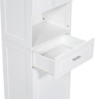 Meuble Colonne de Salle de Bain avec Panier à Linge, Grand Espace de Rangement