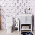 Bathroom Toilet Paper Cabinet, Corner Floor Cabinet with Doors and Shelves