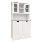 Meuble de rangement blanc de 152 cm de hauteur, meuble de salle de bain haut avec deux paniers à linge sale inclinables et 2 étagères réglables