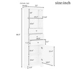 Meuble de salle de bain autoportant de 173 cm de haut avec 3 tiroirs et étagères réglables