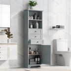 Meuble de salle de bain autoportant de 173 cm de haut avec 3 tiroirs et étagères réglables