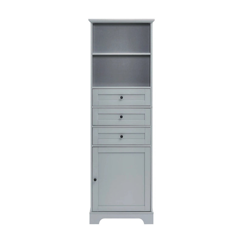 Meuble de salle de bain autoportant de 173 cm de haut avec 3 tiroirs et étagères réglables