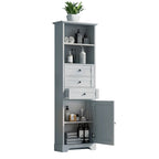 Meuble de salle de bain autoportant de 173 cm de haut avec 3 tiroirs et étagères réglables
