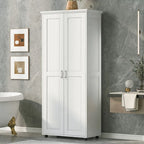 Meuble de rangement à deux portes pour salle de bain, bureau, étagère réglable, panneau MDF