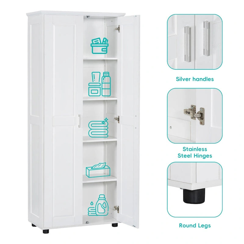 Meuble de rangement à deux portes pour salle de bain, bureau, étagère réglable, panneau MDF