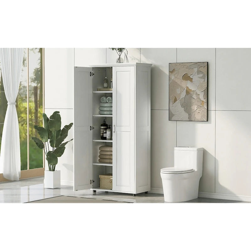 Meuble de rangement à deux portes pour salle de bain, bureau, étagère réglable, panneau MDF
