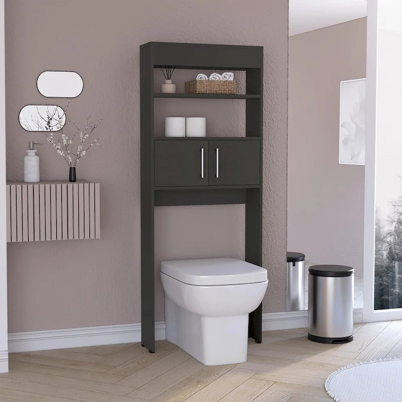 Organisateur de rangement pour WC avec portes et étagères