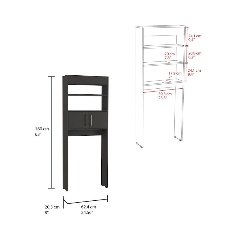 Organisateur de rangement pour WC avec portes et étagères