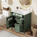 Meuble-lavabo de salle de bain de 76 cm avec lavabo intégré, meuble de rangement de salle de bain avec 2 tiroirs et un tiroir basculant, meuble-lavabo à vasque unique