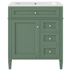 Meuble-lavabo de salle de bain de 76 cm avec lavabo intégré, meuble de rangement de salle de bain avec 2 tiroirs et un tiroir basculant, meuble-lavabo à vasque unique