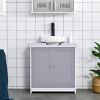 Meuble de rangement pour lavabo sur colonne, Meuble-lavabo, Meuble de salle de bain sous lavabo avec découpe en U et étagère interne réglable