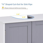 Meuble de rangement pour lavabo sur colonne, Meuble-lavabo, Meuble de salle de bain sous lavabo avec découpe en U et étagère interne réglable