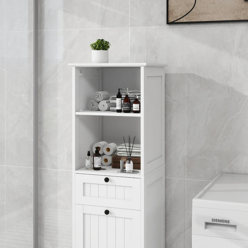 Meuble de rangement pour linge sale avec tiroir, 1 compartiment basculant