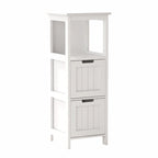Meuble de rangement de salle de bain étroit 13W à 2 tiroirs avec étagère ouverte pour la salle de bain, la cuisine, la chambre - Blanc