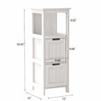 Meuble de rangement de salle de bain étroit 13W à 2 tiroirs avec étagère ouverte pour la salle de bain, la cuisine, la chambre - Blanc