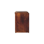 Banc de rangement pour chaussures en cuir de buffle marron, avec tiroir coulissant