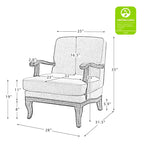 Fauteuil Rinaldo Farmhouse en polyester avec pieds en bois massif, lot de 2, par HULALA HOME