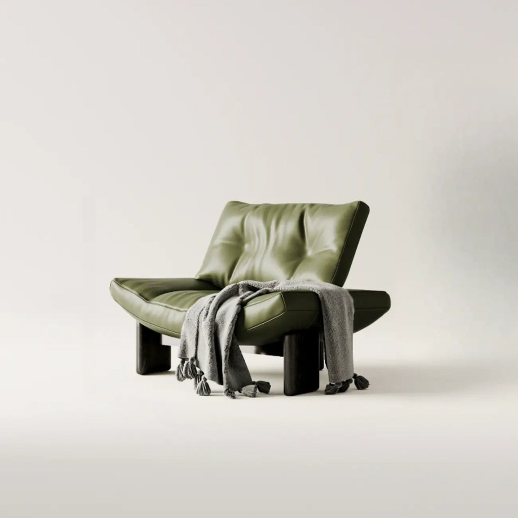 Fauteuil d'appoint contemporain en chenille noire capitonnée sans accoudoirs