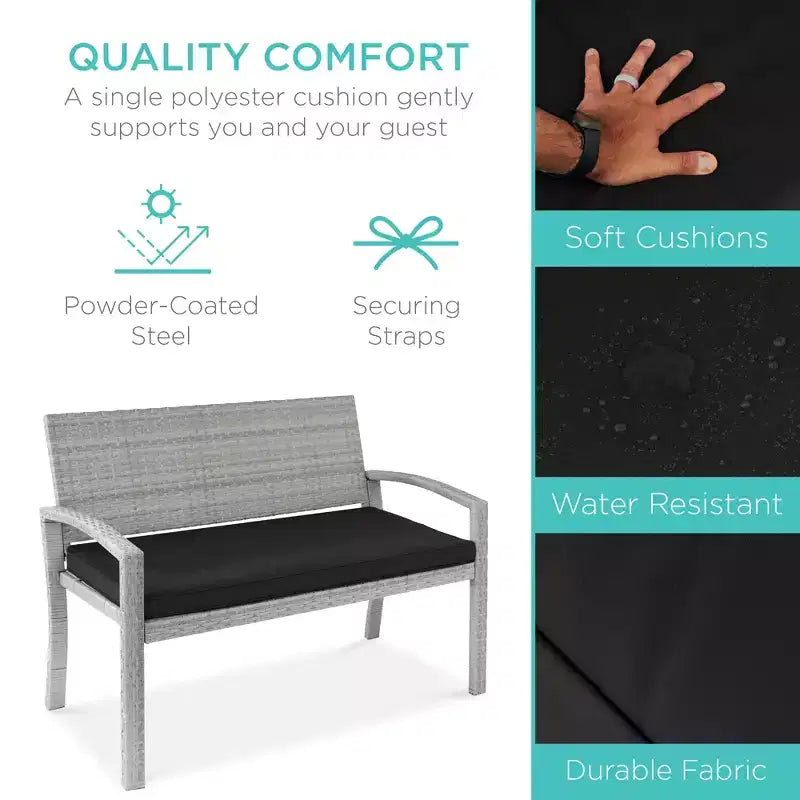 Banc de jardin en osier d'extérieur 2 places Best Choice Products avec coussin, capacité de 317 kg