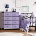 Commode Sorbus 8 tiroirs – Unité de rangement avec cadre en acier, plateau en bois, bacs en tissu – pour chambre à coucher, placard, bureau et plus encore