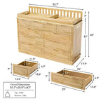 Table à langer et commode Homsee en bois de pin massif : plan à langer amovible, tiroirs de rangement, indispensable tout-en-un pour la chambre de bébé