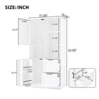 Meuble de rangement haut pour salle de bain 62", armoire de rangement sur pied avec tiroir et étagère réglable, meuble de rangement garde-manger pour salle de bain et salon
