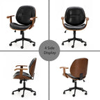 Fauteuil de bureau pivotant réglable en similicuir Glitzhome avec accoudoir, design ergonomique