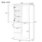 Meuble de rangement haut et large avec portes pour salle de bain, trois tiroirs