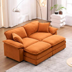 Canapé 2 places avec 2 coussins de siège, 2 oreillers et 2 poufs, canapé confortable - Canapé profond de salon, canapé modulable
