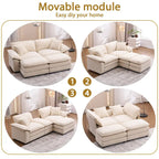 Canapé 2 places avec 2 coussins de siège, 2 oreillers et 2 poufs, canapé confortable - Canapé profond de salon, canapé modulable