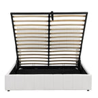 Lit plateforme rembourré Queen avec système de rangement hydraulique - Beige