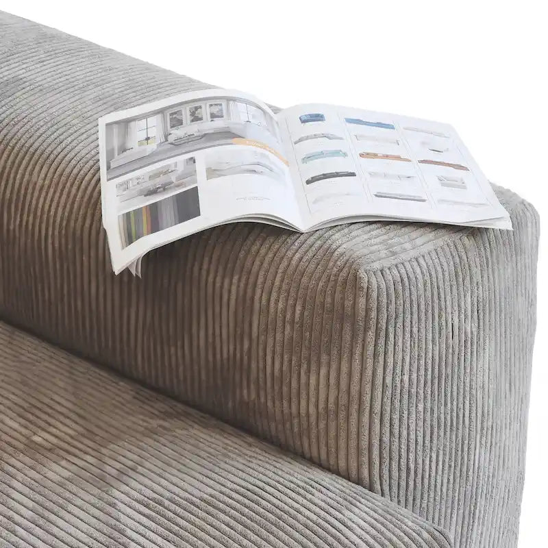 Canapé d’angle modulable 141,73, canapé en velours côtelé en U avec poufs
