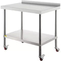 VEVOR Table de préparation en acier inoxydable, 76 x 61 x 89 cm, capacité de charge de 200 kg, table de travail en métal robuste, argent