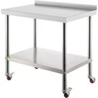 VEVOR Table de préparation en acier inoxydable, 76 x 61 x 89 cm, capacité de charge de 200 kg, table de travail en métal robuste, argent