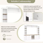 Meuble TV mural 4-en-1 ModernLuxe de style campagnard, convient aux téléviseurs jusqu'à 70 pouces, meuble TV console multimédia avec étagères réglables et tiroirs